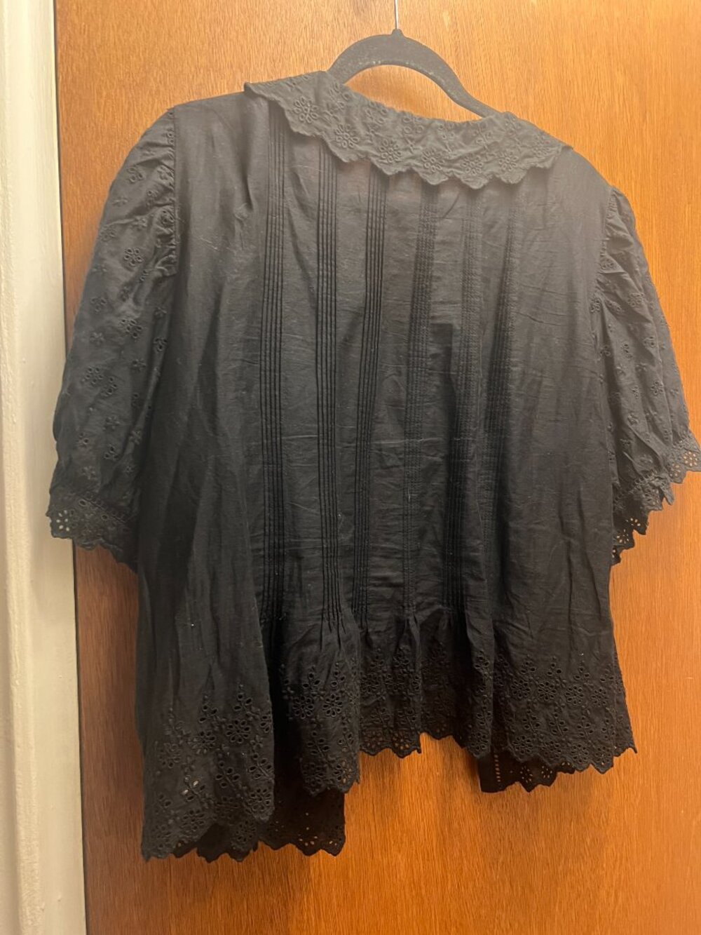 Doen x Gap Black Collared Eyelet Blouse Size XL - Picture 3 of 4